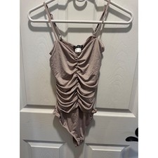 Venus Women's Ruched Surplice V-Neck Sleeveless Thong Bodysuit, Mauve/Rose, Size XL, New With Tags — listing 2