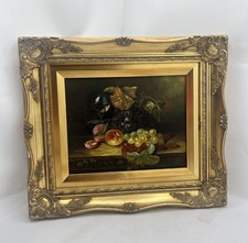 Impressionist Still Life Oil Painting of Wine Bottles and Glasses, Framed — listing 2