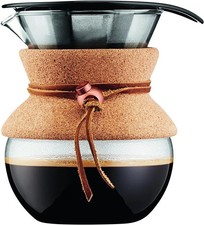 Glass Pour-Over Coffee Maker with Cork Collar and Leather Tie — listing 3