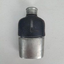 Antique German Leather-Clad Glass Traveling Flask with Nickel Silver Cup Cap — listing 2