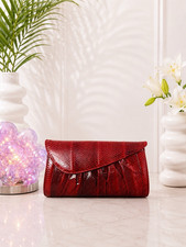 Vintage Brown Snakeskin Crossbody Flap Bag with Tassel — listing 3