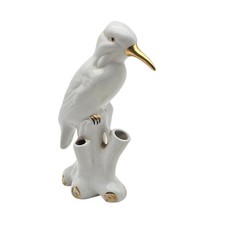 Pair of White Ceramic Bird Figurines with Gold Accents (Dove/Duck) — listing 4