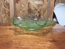 Green Depression Glass Footed Covered Candy Jar with Block/Panel Pattern — listing 2
