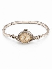 Vintage Ladies' Brown Leather Strap Watch with Gold-Tone Cushion Case
