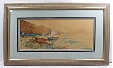 Antique Tonalist Landscape Watercolor of a Marsh at Dusk, Signed, in Gilt Frame — listing 3