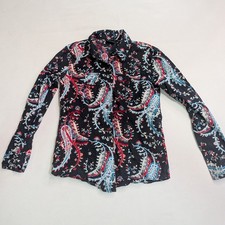 Cruel Girl Western Women's Cold Shoulder Denim Snap Shirt with Chevron Embroidery, Size Medium, Blue — listing 3