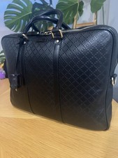 Vintage 1997 Gucci Brown Pigskin Leather Briefcase with Push-Lock and Shoulder Strap