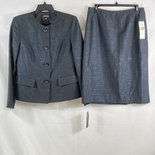 Kasper A.S.L. Black Double-Breasted Skirt Suit, Size 4 — listing 3