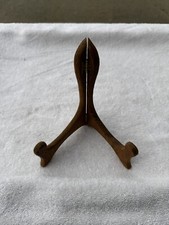 Vintage Folding Wooden Plate/Picture Display Easel Stand with Carved Scroll Feet