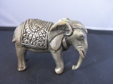Vintage Solid Brass Elephant Figurine with Raised Trunk and Tusks — listing 4