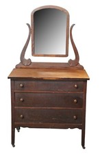 Antique Oak 3-Drawer Chest of Drawers with Painted Teal Frame — listing 5