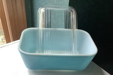 Vintage Pyrex 502-B Blue Refrigerator Dish with Ribbed Glass Lid — listing 2