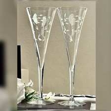 Princess House Heritage Crystal Etched Floral Champagne Flute — listing 4