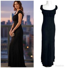 Black Sleeveless Mock-Neck Maxi Dress with Beaded/Sequin Side Embellishments, Size 2XL — listing 4