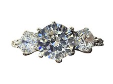 Vintage Three-Stone Cubic Zirconia Cocktail Ring with Accented Shoulders — listing 5