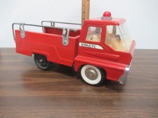 Vintage 1950s-1960s Pressed Steel Fire Truck Pedal Car with Bell and Ladder Rails — listing 3