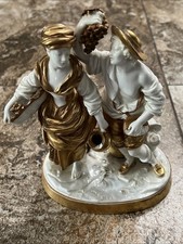 Capodimonte Gilt Porcelain Seated Girl Figurine with Rose 5.5in — listing 5