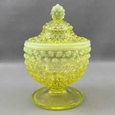 Vaseline Uranium Opalescent Hobnail Glass Cat Slipper Figurine Other maker's mark, listing 4