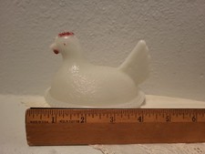 Milk Glass Hen on Nest Covered Dish, 3.5 x 5 inch, Marked 5 — listing 3