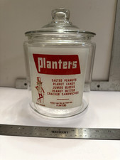 Vintage 1982 Planters Mr. Peanut Embossed Wheat Pattern Glass Jar with Dome Lid — listing 2