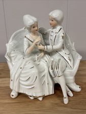 Capodimonte Gilt Porcelain Seated Girl Figurine with Rose 5.5in — listing 6