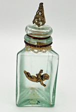 glass bottle cork Vintage Green Glass Tall-Neck Decorative Bottle with Cork Stopper — listing 6