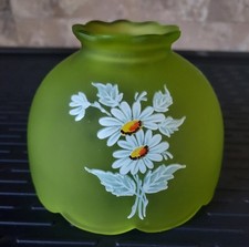 Westmoreland Fairy Lamp with Hand-Painted Floral Satin Glass Shade and Milk Glass Pedestal Base, 8 inches tall — listing 4