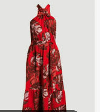 Red Floral Off-the-Shoulder Maxi Dress with Side Tie, listing 5