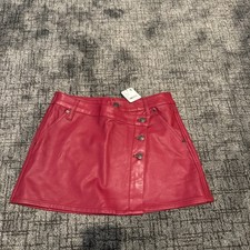 Free People "Ravished" Embroidered Leather Mini Skirt, Size 0 — listing 5