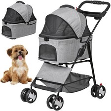 Purple 3-Wheel Pet Stroller for Dogs/Cats with Mesh Canopy — listing 6