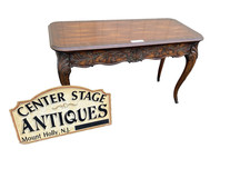 Vintage French Provincial Flip-Top Vanity Desk with Hidden Mirror