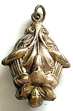 Art Nouveau Embossed Puffy Heart Pendant with Sterling Silver Chain (1.5" Heart, 24" Chain) — listing 3