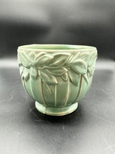 Vintage Olive-Yellow Glazed Stoneware Ceramic Planter / Jardinière, 14.5" Wide x 10" High — listing 3