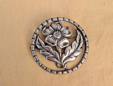 Art Nouveau Silver Footed Bowl with Repoussé Poppy and Whiplash Scroll Design, 13 in., listing 3