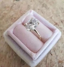 Yellow Gold Solitaire Engagement Ring with Round Clear Stone — listing 2