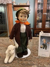 Hummel Style Chalkware Figurine, Boy Holding Doll on Bench, 4.5 inch, listing 5