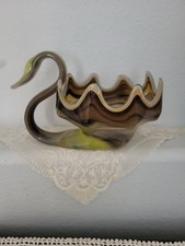 Vintage Clear Art Glass Swan Figurine with Controlled Bubble Body — listing 6