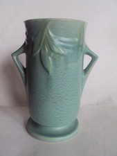 Roseville Pottery Velmoss Blue Two-Handled Vase, Shape 718-8 — listing 5