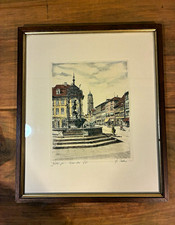 Framed Hand-Colored Etching of Children Walking, Pencil-Signed Limited Edition