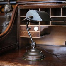 Vintage Brass Adjustable Desk/Table Lamp with Dome Shade and Ring Handle — listing 5