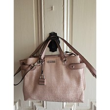 Guess G-Logo Monogram Satchel Handbag in Blue with Tan Trim — listing 6