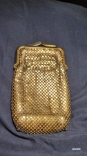 Vintage Black Metal Mesh Coin Purse with Gold Tone Kiss Lock Frame — listing 4