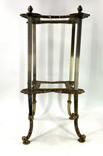 Vintage Neoclassical Brass Table Lamp with Urn Finial, Ring Handles, and Bell Shade