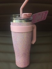 40oz Rhinestone Bling Tumbler with Handle - 'Vibes' Design