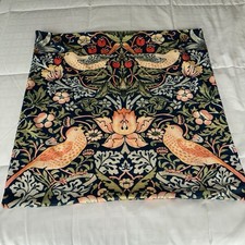Lumbar Accent Pillow in William Morris Style Floral Print, Navy Burgundy Gold, 18 x 9.5 in, listing 5