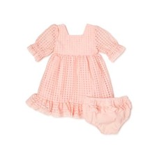 Wonder Nation baby 6-9 months Baby Girl Orange Print Dress with Diaper Cover Set, 6-9M — listing 3