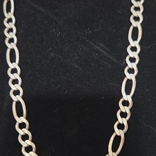 Sterling Silver 925 Italy Figaro Chain Necklace with Horn (Cornicello) Pendant — listing 6