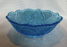 Vintage Pressed Glass Round Serving Plate with Embossed Fruit Motif and Sawtooth Rim — listing 5