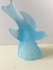Frosted Blue Satin Glass Bluebird Figurine with Raised Wings — listing 6