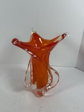 Heavy Lead Crystal Freeform Swirl Art Glass Vase — listing 4